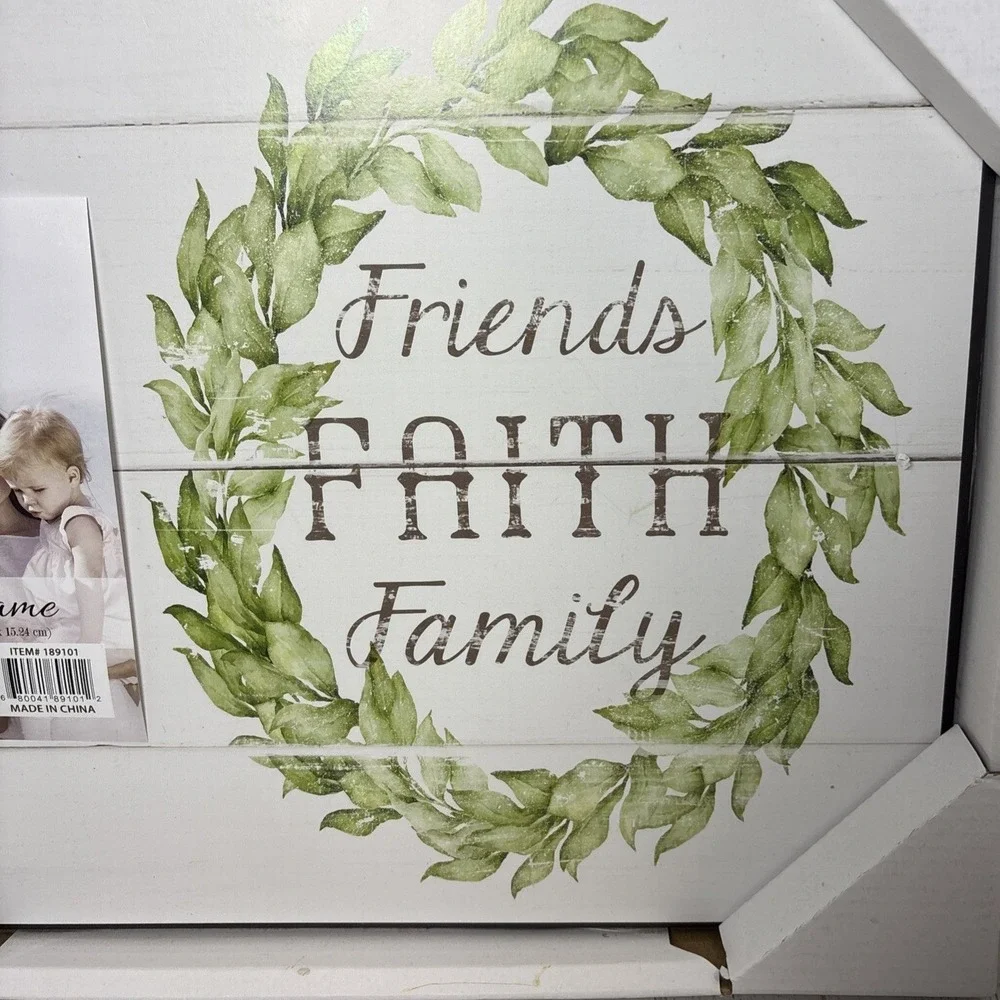 Friends Faith Family Wooden‎ Plank Photo Frame Clothespin Clip Farmhouse Decor